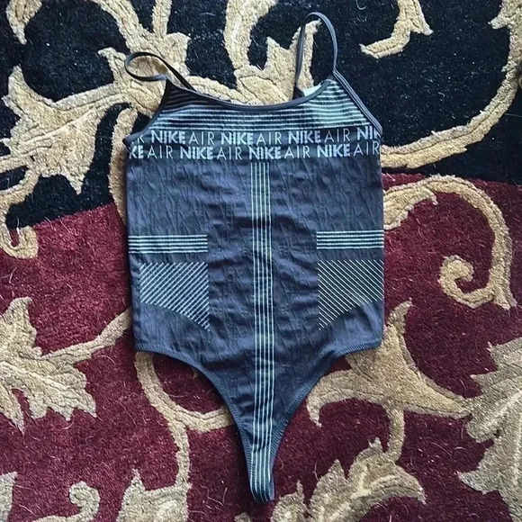 Nike Air Women’s Bodysuit Sleeveless Black Gray Beach Training Thong - Picture 6 of 8